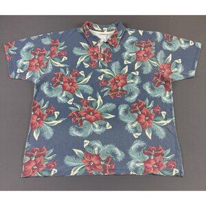 Rare Vintage Y2K LL Bean Flower AOP Art Polo Shirt XL Designer Hype Streetwear